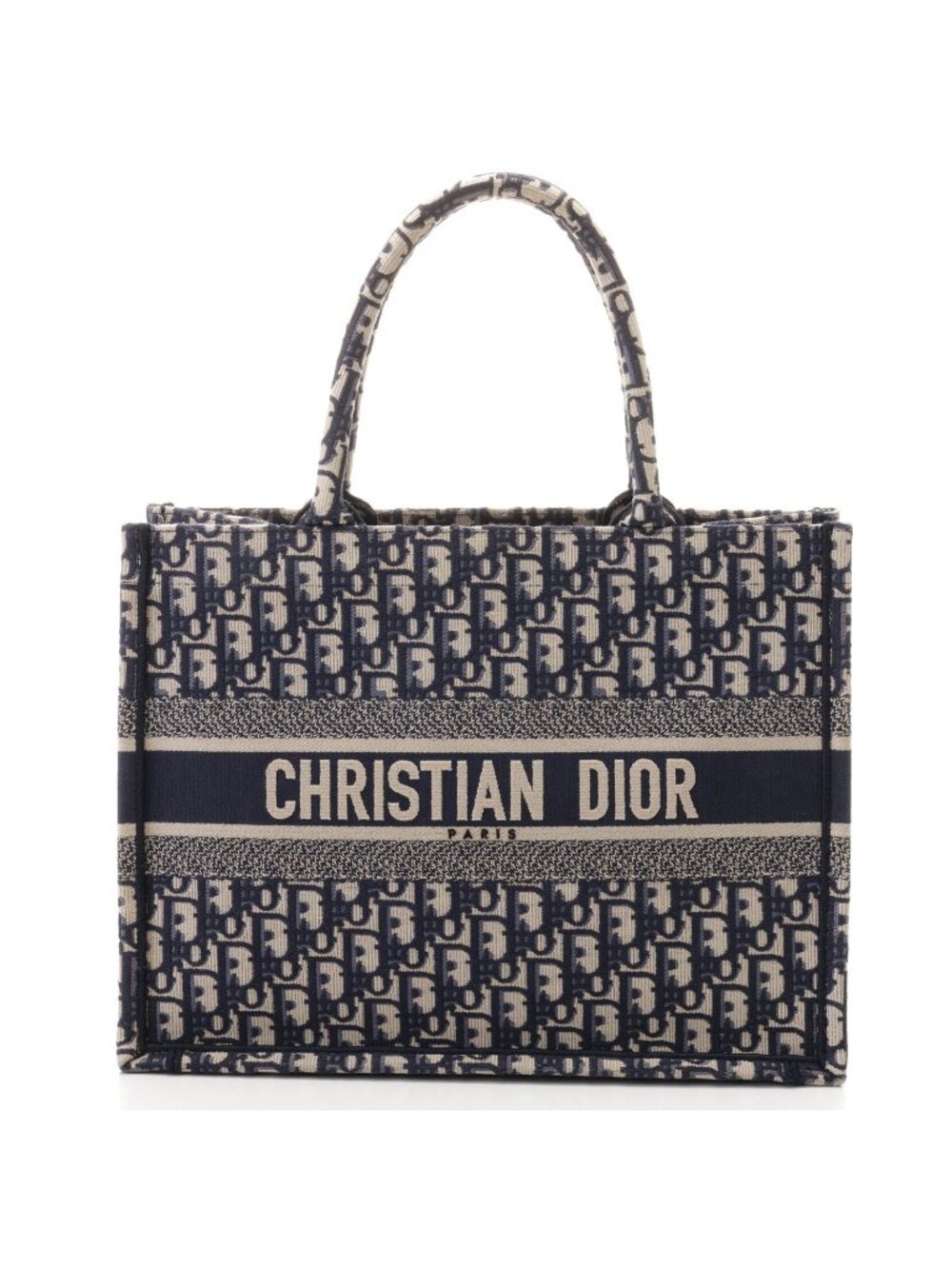Dior Oblique Book Tote Bag Medium Navy Canvas